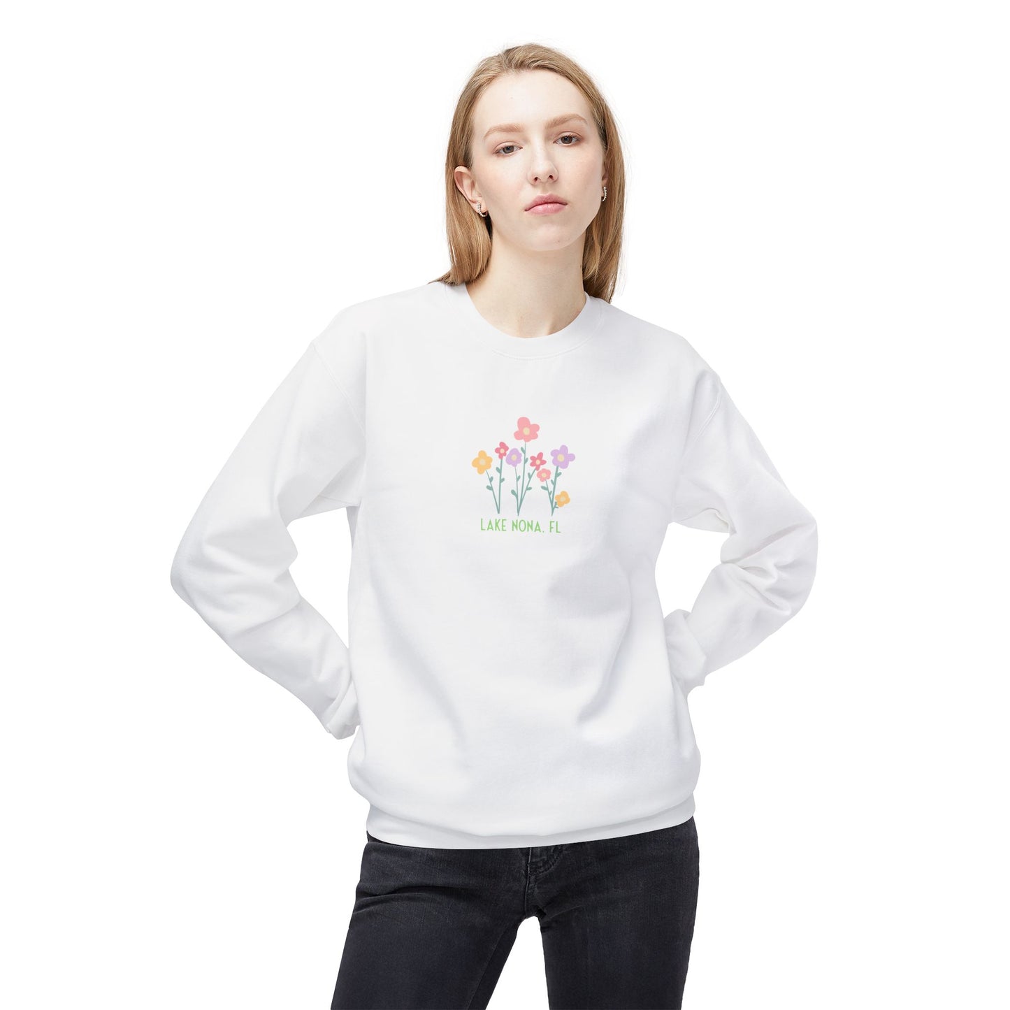 Nona Flowers - Unisex Midweight Softstyle Fleece Crewneck Sweatshirt