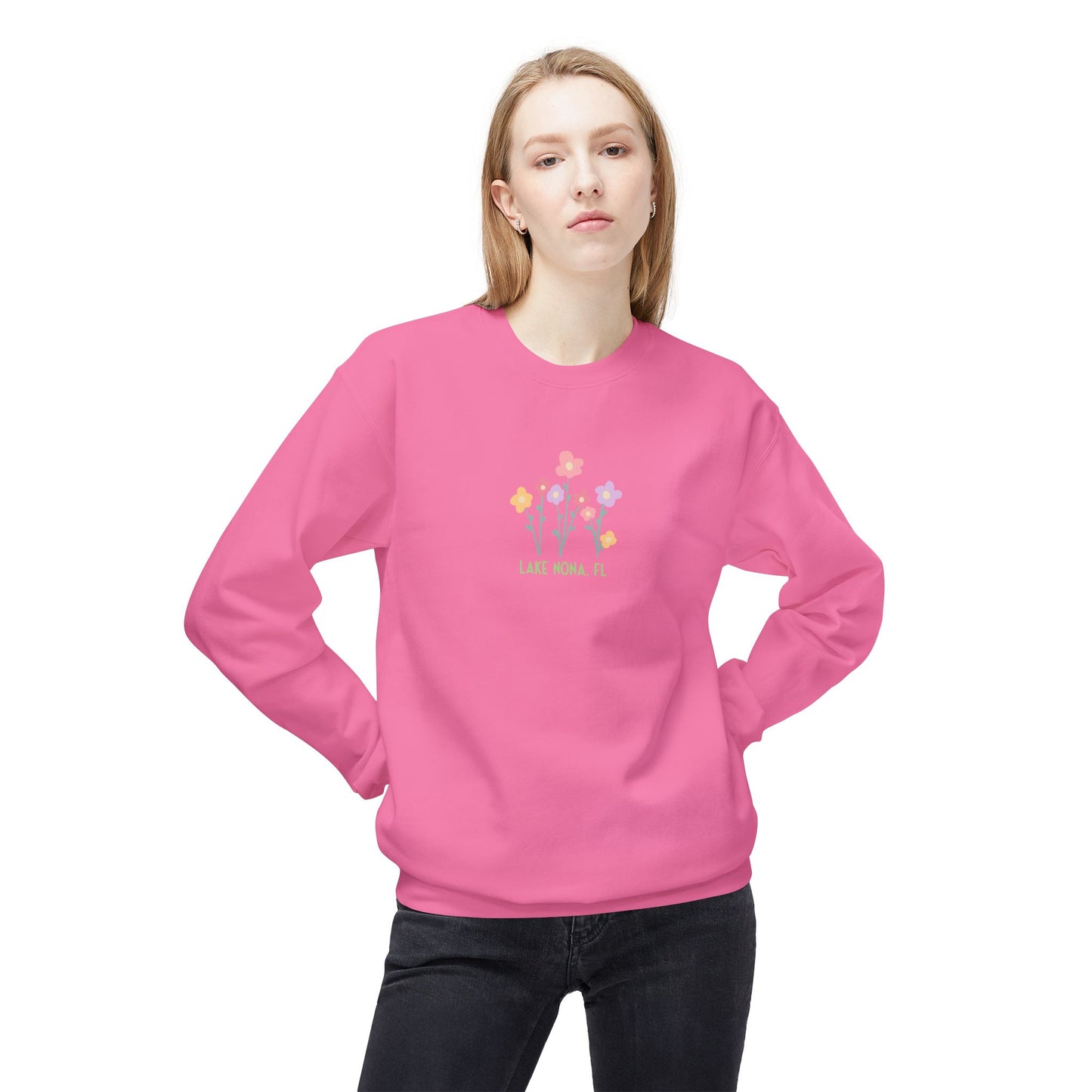 Nona Flowers - Unisex Midweight Softstyle Fleece Crewneck Sweatshirt